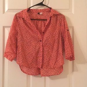 Orange and black crop top button down